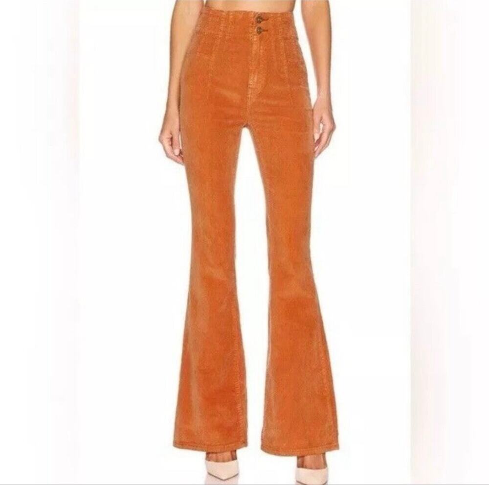 Free People We The Free Jayde Corduroy Flare Pants in Cognac Size 26 *EUC